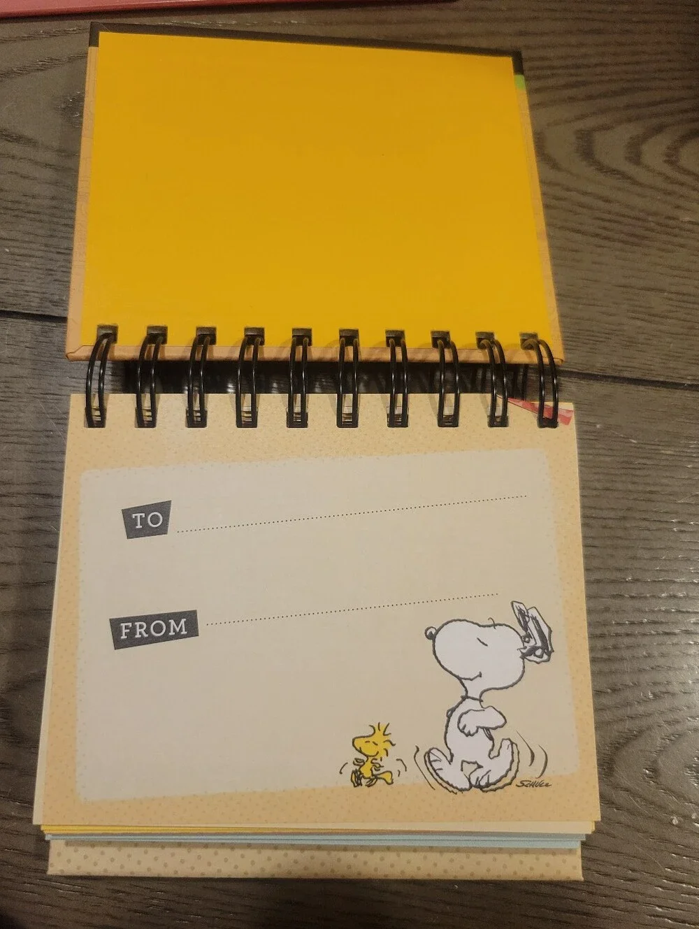 Peanuts Orange and Green Spiral Desk Calendar with Snoopy Art